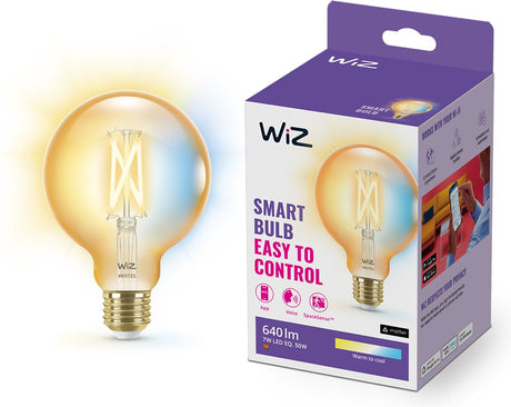 Wiz filament lamp globe - warm- tot koelwit licht - slimme led verlichting - e27 fitting - 50w - goud - wi-fi - kleine bol: g95