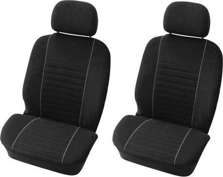 Carpoint stoelhoezenset velours – 4-delig – universeel – zij-airbag geschikt – zwart grijs – luxe look bescherming