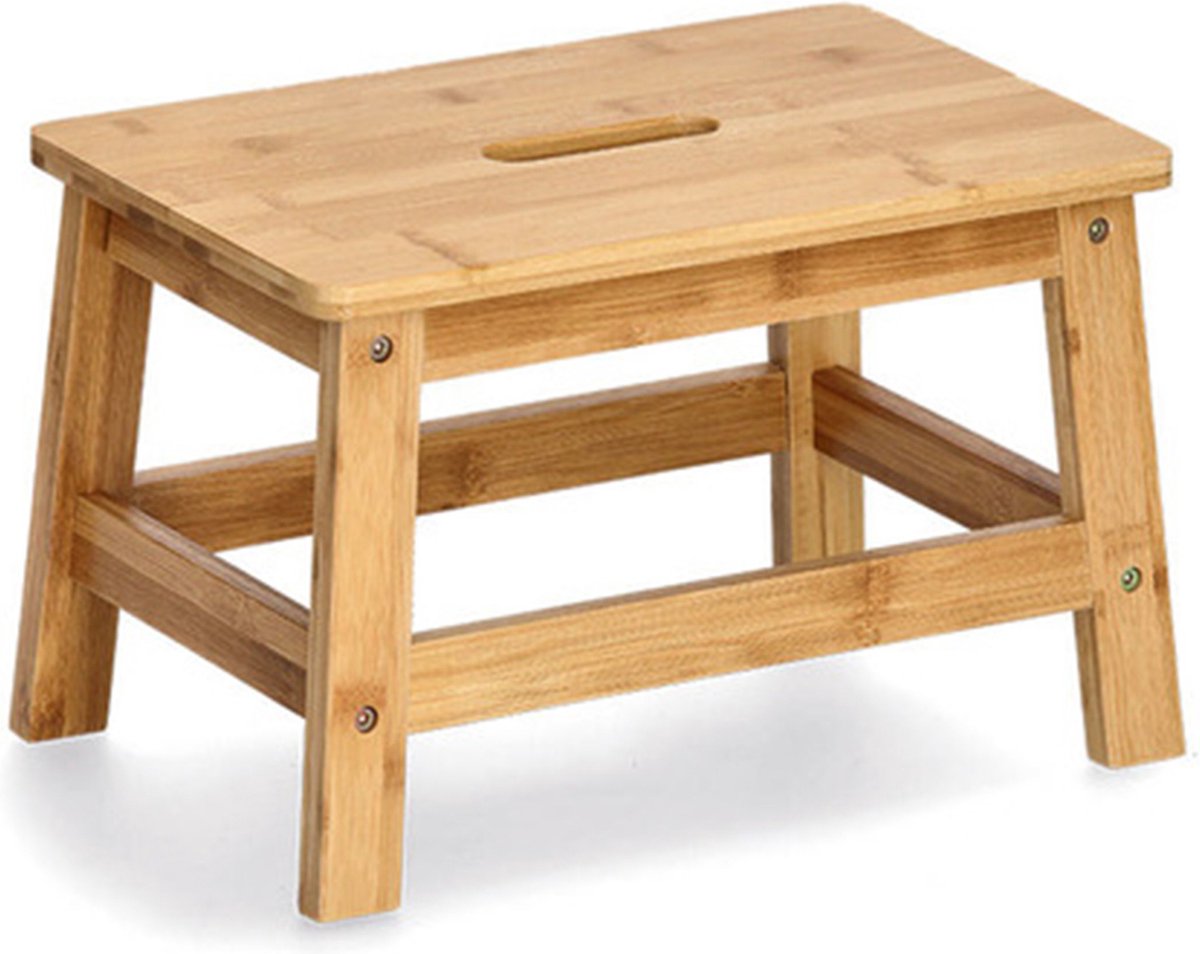 Zeller voetenbankje krukje - bamboe - 38 x 26 x 25 cm - draagvermogen max 100 kilo - opstapje