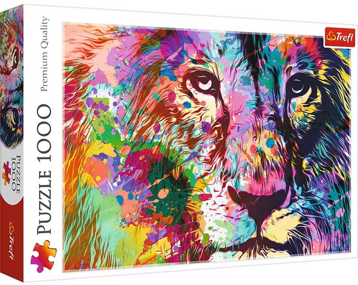 Trefl puzzel 1000 stukjes kleurrijke leeuw legpuzzel karton.