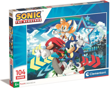Clementoni - puzzel - 104 stukjes - sonic de egel - puzzel voor kinderen - vanaf 6 jaar