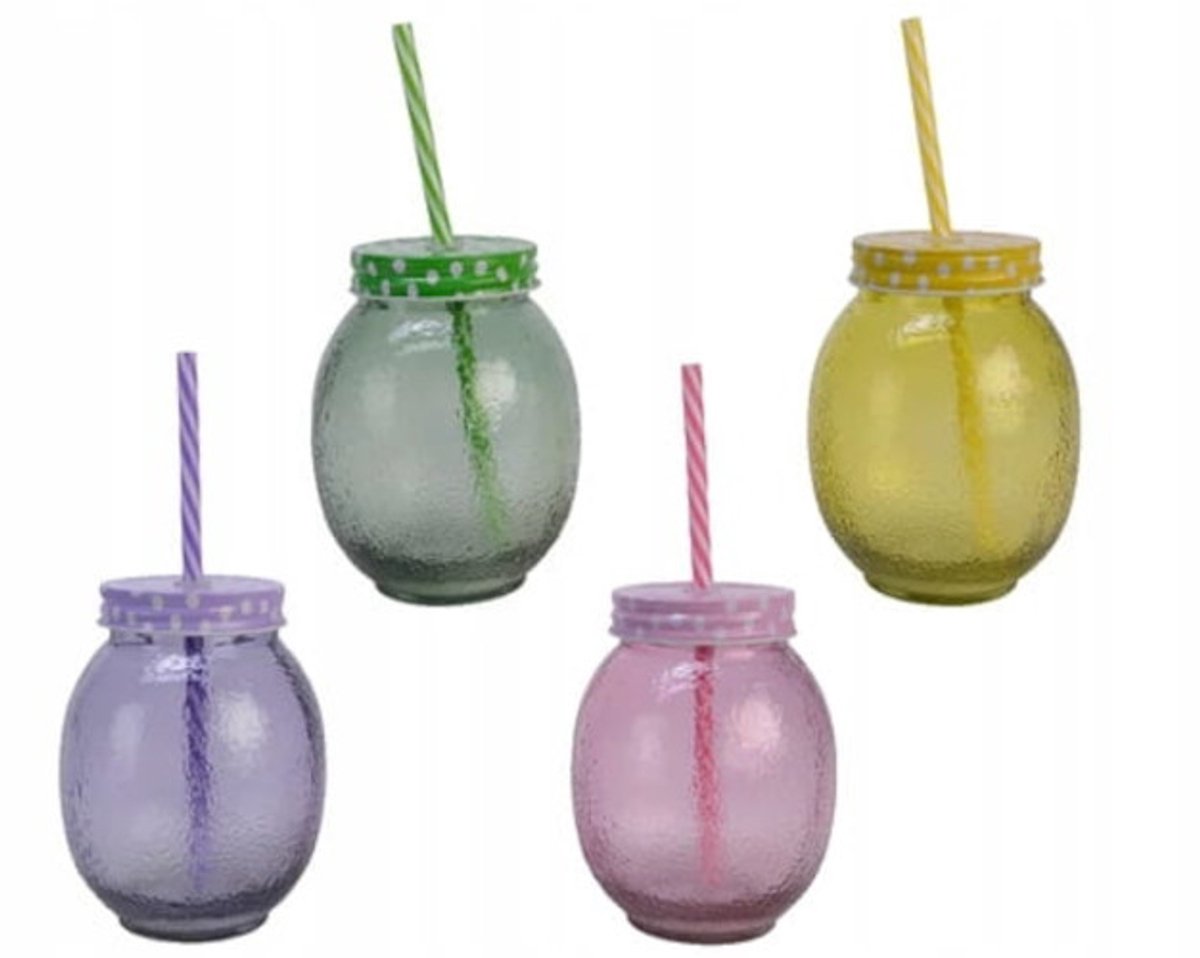 Kaemingk - glazen pot met deksel - 13,5x10 cm - voor dranken - kleurvast glas
