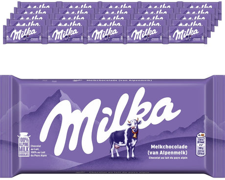 Milka chocolade reep alpenmelk - doos 25 x 90g - chocoladerepen en tabletten - voorraad - verjaardag cadeau vrouw of man - geschenkset voor man en vrouw