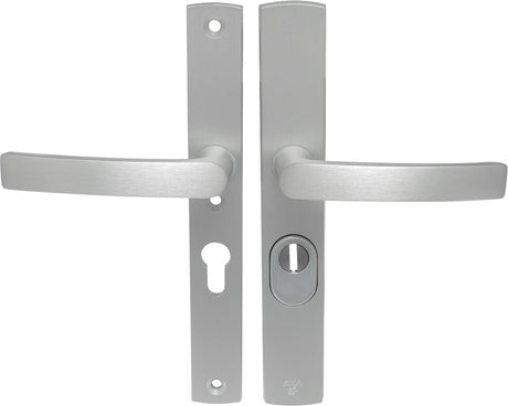 Axa veiligheidsbeslag (curve plus) smal aluminium geslepen: kruk-kruk (model blok) pc55 met kerntrekbeveiliging skg***