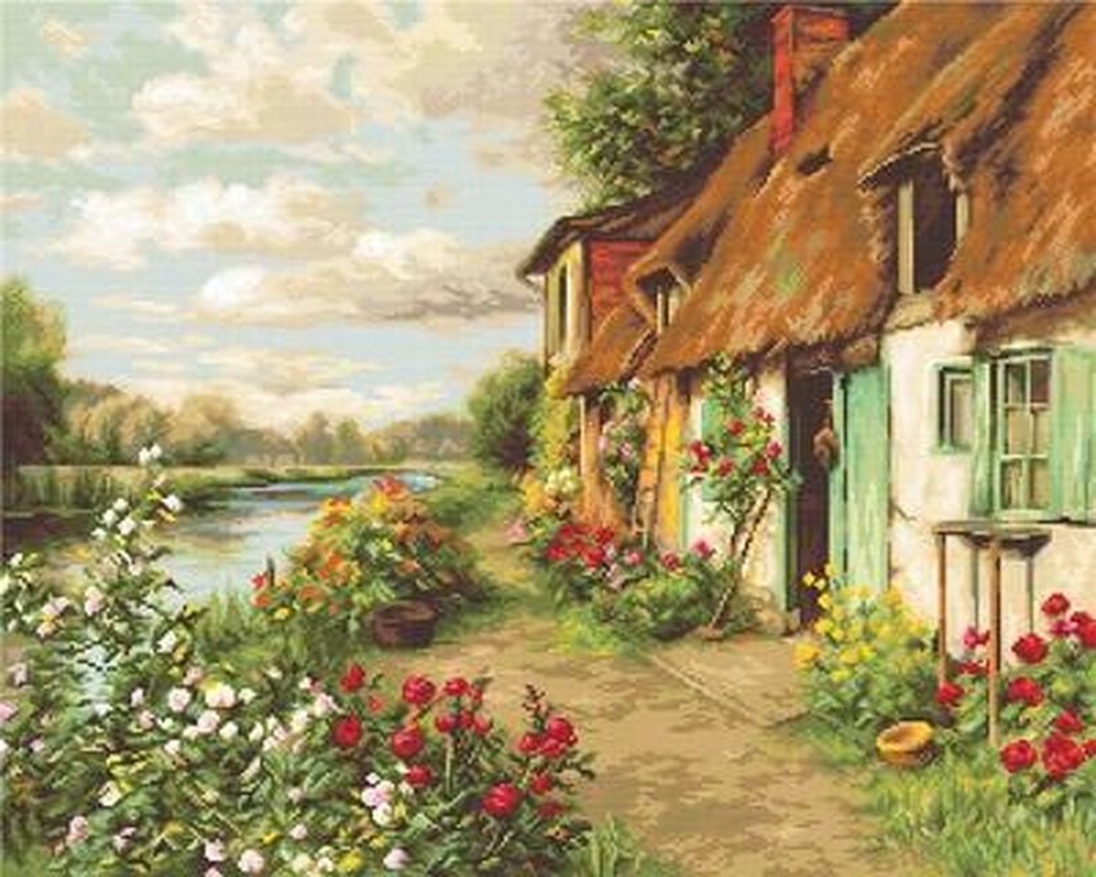 Luca-s borduurpakket landschap langs de rivier te borduren b571