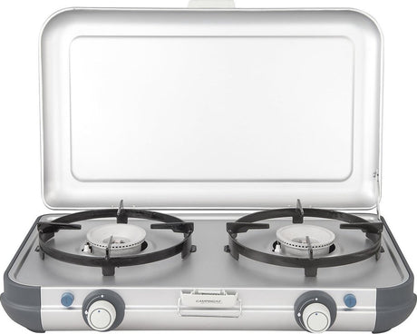 Campingaz camping kitchen 2 cv pz camping kooktoestel - 2 pits camping gas kooktoestel - 2x 2000 watt - piezo ontsteking - werkt op cv470+ gascartouche - lichtgewicht camping kooktoestel 2 pits - voor 2 pannen van 24 cm - zilvergrijs