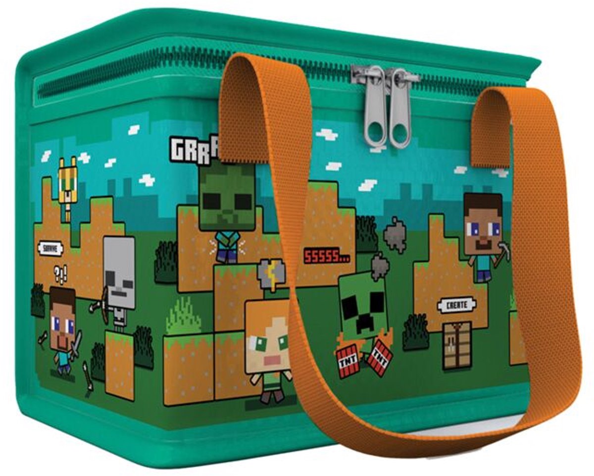 Puckator koeltas lunchtas - minecraft steve alex - rpet duurzaam - 21x13x15,5cm
