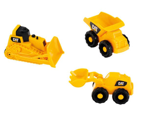 Klein toys cat bouwvoertuigen set - kiepvrachtwagen, bulldozer en schepmachine - geel zwart