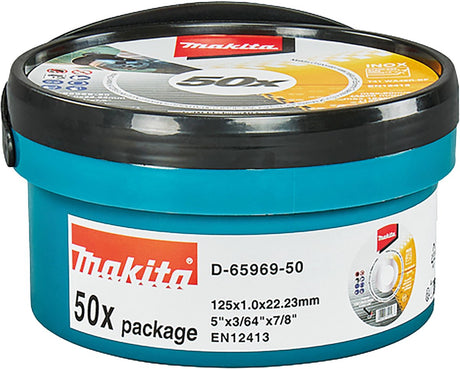 Makita 125 x 22,23 x 1,0 mm doorslijpschijf rvs | 50 stuks - d-65969-50