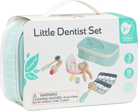 Classic world houten tandarts speelgoedset met opbergtas - educatief rollenspel.