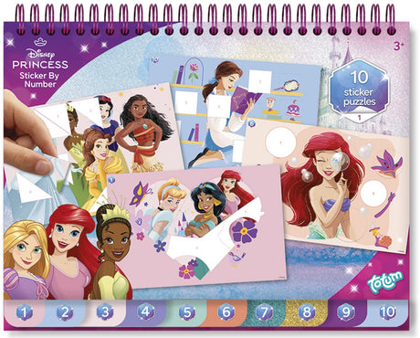Totum disney princess sticker puzzelboek kids incl. kleurplaten doeboek vakantieboek 25-delig | educatief speelgoed meisjes vanaf 3 jaar