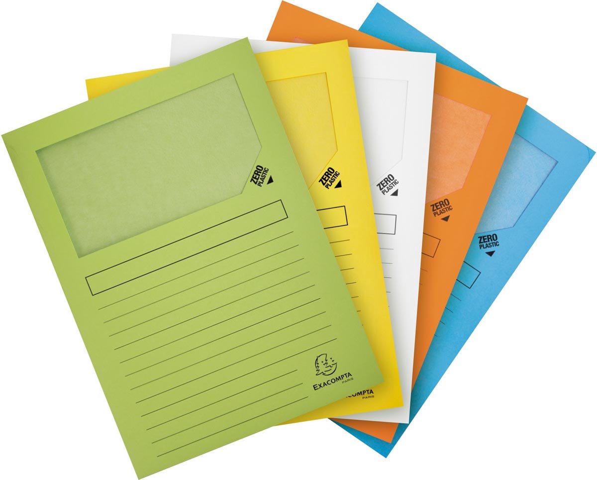 Exacompta forever® pak van 25 venstermappen 120g m2 - 22x31cm voor a4 - geassorteerd - 50260e