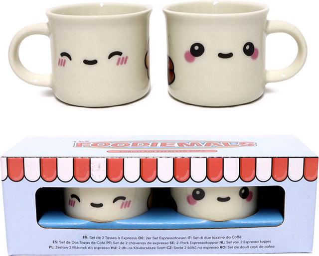 Merkloos sans marque foodiemals - espresso kopjes - set van 2 - superschattig - puckator