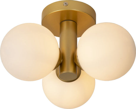 Lucide trudy - plafonnière (plafondlamp) badkamer - ø 28 cm - 3xg9 - ip44 - mat goud messing