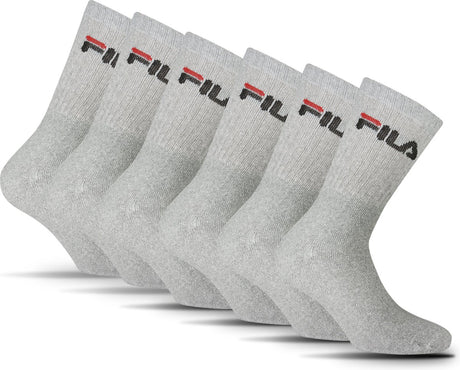 Fila crew sportsokken - maat 39 42 - 6 pack - grijs