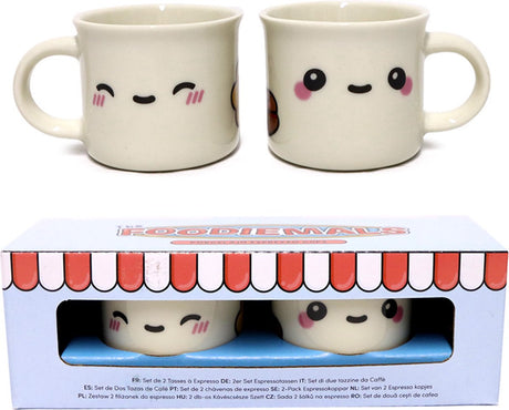 Merkloos sans marque foodiemals - espresso kopjes - set van 2 - superschattig - puckator