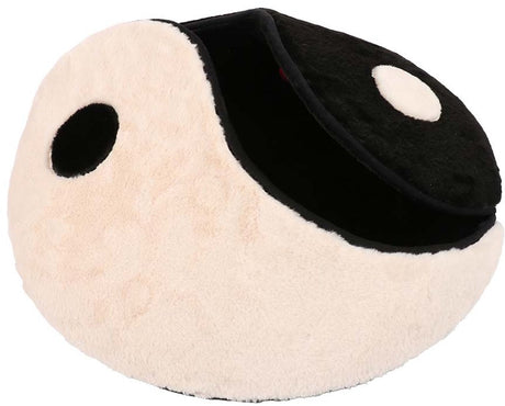 Coockoo kattenmand zen zone - zachte pluche rustplek en plaid voor katten - ruim voor 2 katten - 60x60x2cm - zwart wit