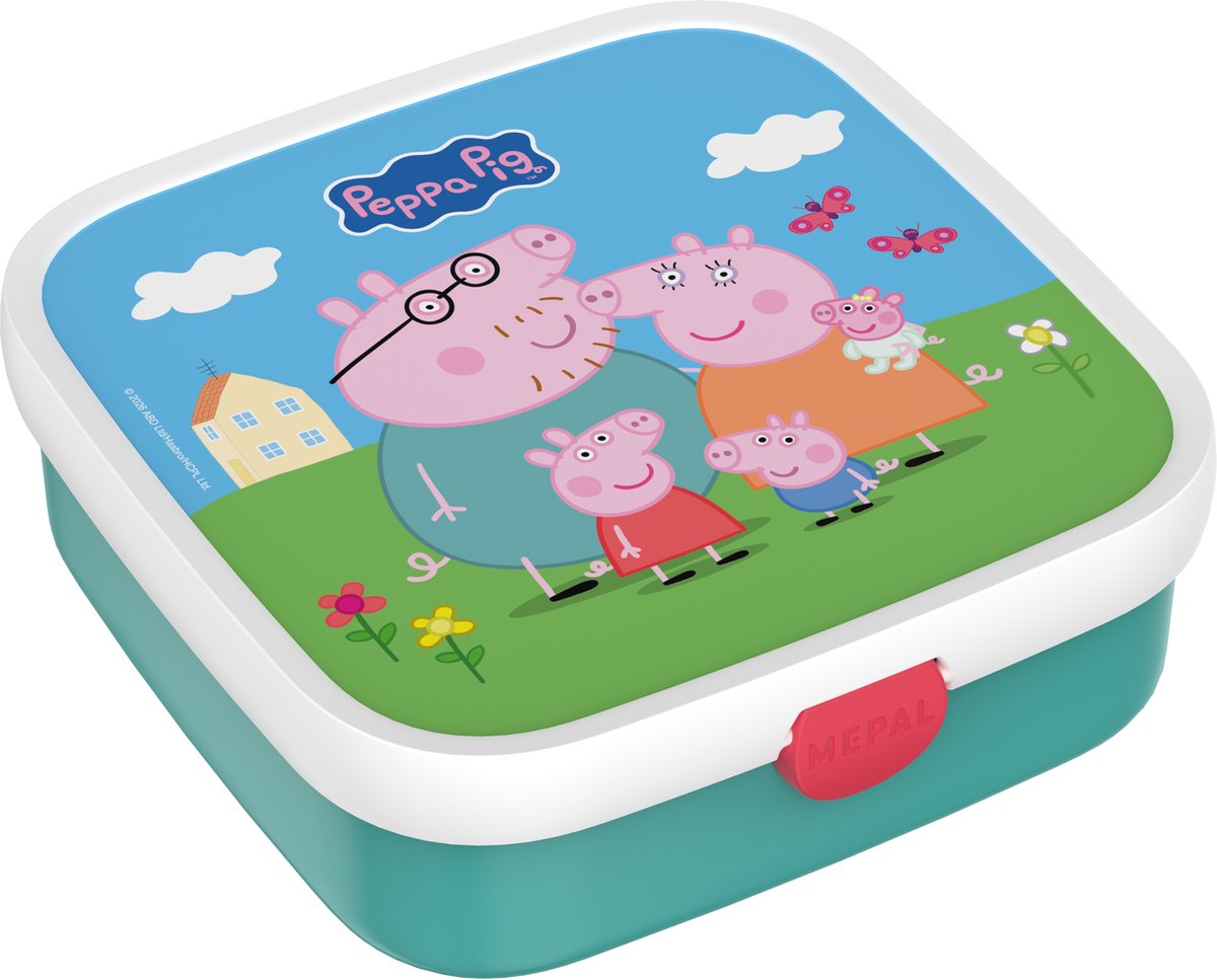 Mepal bento lunchbox groot campus - 1.25 l - inclusief 2 uitneembare lekdichte bentobakjes vorkje - peppa pig