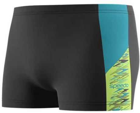 Speedo dive aquashort heren - strakke zwembroek heren met vormvaste pasvorm - zwemboxer heren met ondersteunende voering - sportzwembroek heren met trekkoord - zwart groen - s