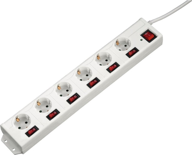 Hama stekkerdoos 6+1 , xl, 6-voudig, afzonderlijk schakelbaar, wit