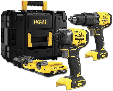 Stanley fatmax v20 - comboset - boorhamer slagmoersleutel - borstelloos - 18v 2x2.0ah - tstak