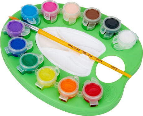 Crayola - schilderspalet - afwasbare verfpalet met penseel - 12 verschillende felle kleuren - voor kinderen