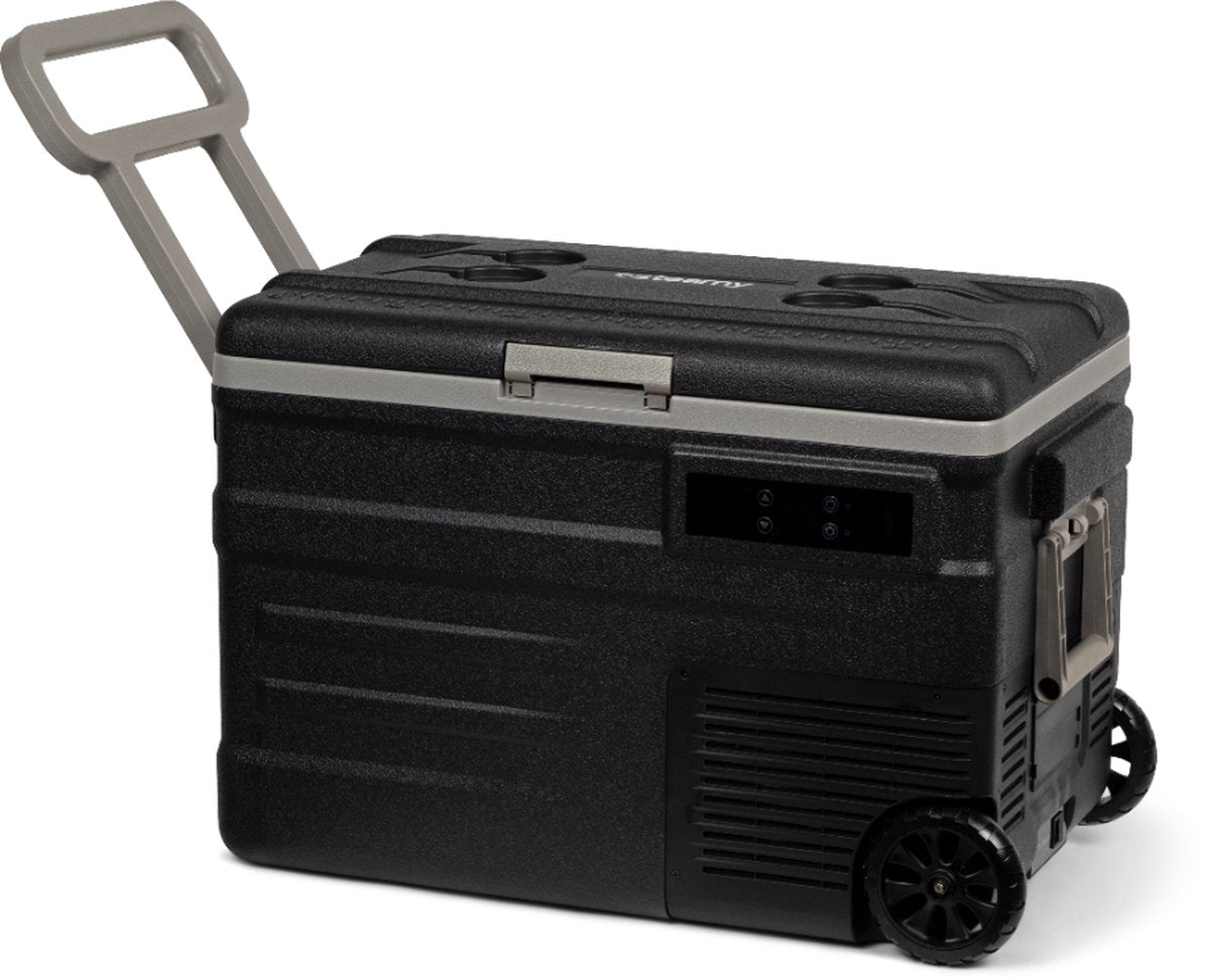 Steamy -e single zone roller elektrische compressor koelbox op wielen - single zone - 45 liter - 12v en 230v - voor auto en camping - zwart