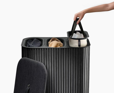 Joseph joseph tota luxe 90l wasmand zwart, 3 compartimenten