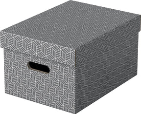 Esselte home middelgrote opbergdoos met deksel - set van 3 stuks - 100% gerecycled karton en 100% recyclebaar - grijs