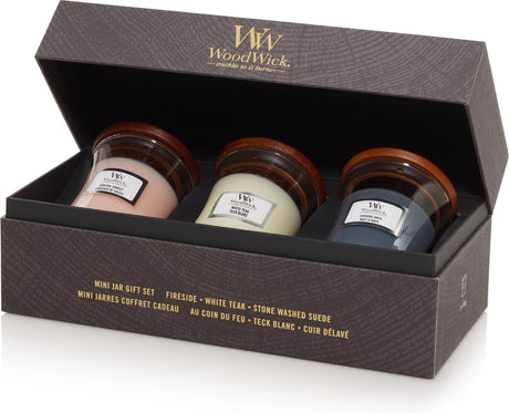 Woodwick hourglass geurkaars deluxe cadeauset - 3 mini - floral - 60 branduren