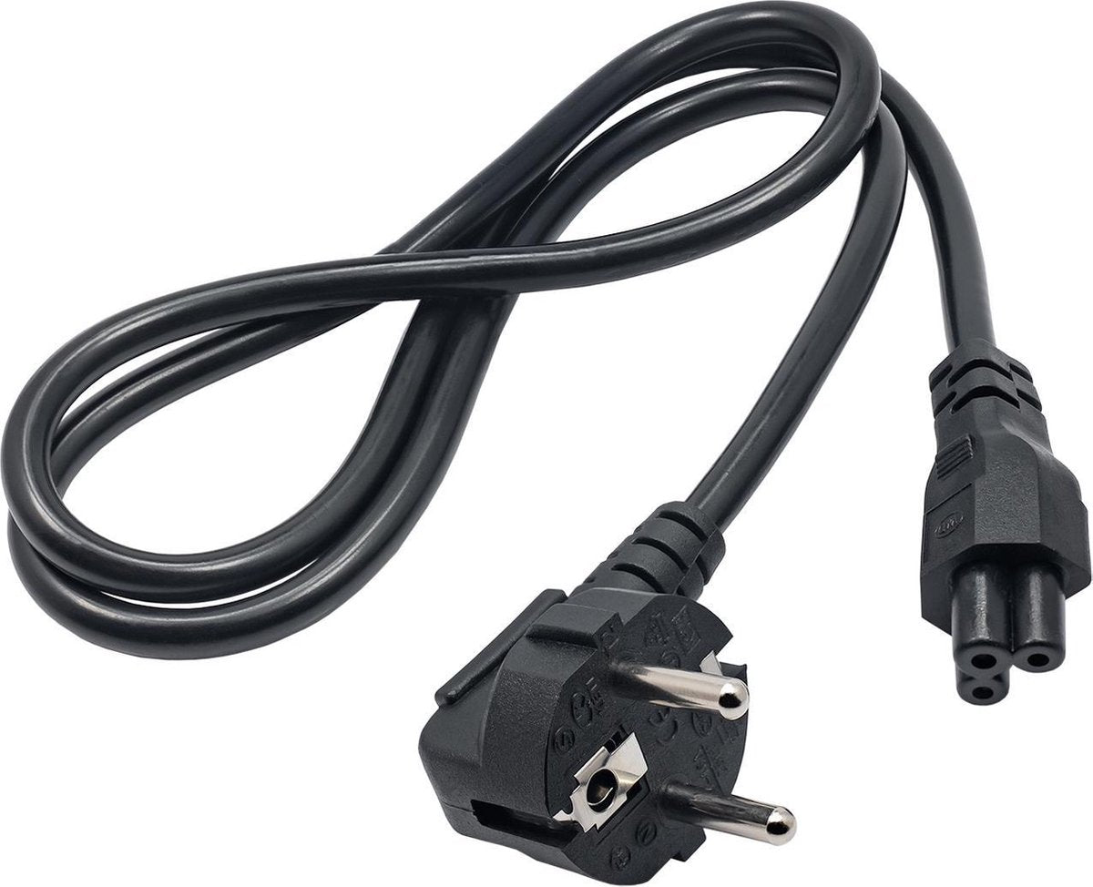 Akyga voedingskabel voor laptop, notebook en pc, iec c5 klaverblad 250v