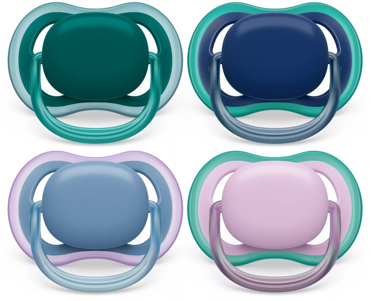 Philips avent avent fopspeen 6-18m ultra air mix blauw paars (2 stuks)