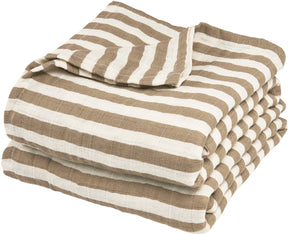 Meyco baby fat stripe swaddle - 2-pack - pre-washed hydrofiel - taupe - 120x120cm