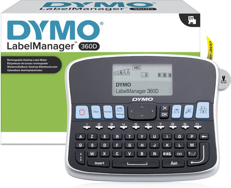 Dymo desktoplabelprinter | labelmanager 360d herlaadbare handheld labelmaker | azerty-toetsenbord | gebruiksvriendelijke, smart-one-touch-toetsen en groot scherm | voor organisatie thuis en op kantoor