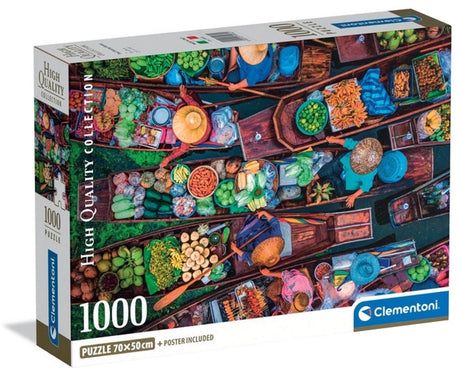 Clementoni - puzzel - 1000 stukjes - thaise drijvende markt - puzzel voor volwassenen - high quality collection