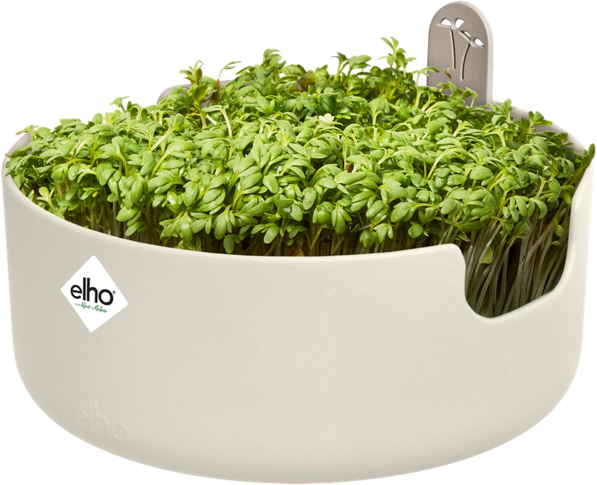 Elho magic microgreens 17 - kweekbak voor kiemgroenten - 100% gerecycled plastic - ø 16.8 x h 7.1 cm - linnen wit