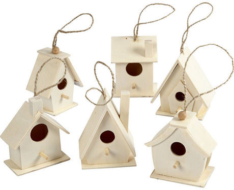 Creativ company vogelhuis hout 7cm, 6st.