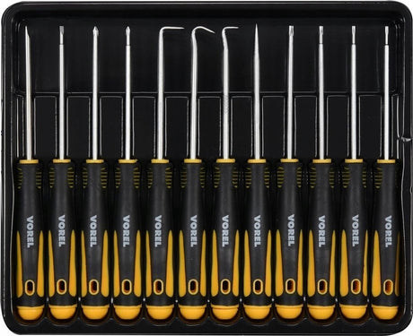 Vorel precisie schroevendraaierset met 12 haken - 12 stuks