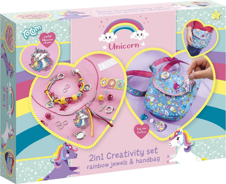 Totum unicorn 2-in-1 knutselset - armbandjes maken en handtasje versieren - speelgoed kinderen - knutselen - voor meisjes - vanaf 4 jaar