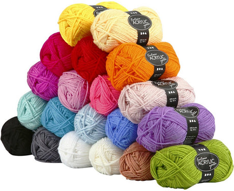 Creotime fantasia acrylgaren, l: 80 m, 20x50 gr, kleuren assorti