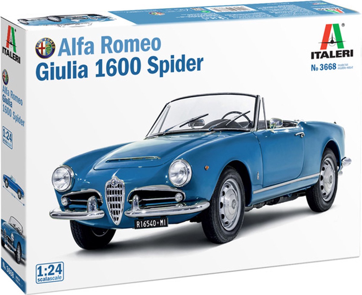 Italeri modelbouwpakket militaire voertuigen - 3668 alfa romeo giulia 1600 spider - auto plastic - 1:24 - modelbouw