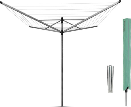 Brabantia lift-o-matic droogmolen met grondanker en beschermhoes - 60 m - metallic grey