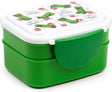 Merkloos sans marque bentobox lunchbox - minecraft creeper tnt - sss. . . boom - wit groen - bestek - 9x15,5x14cm