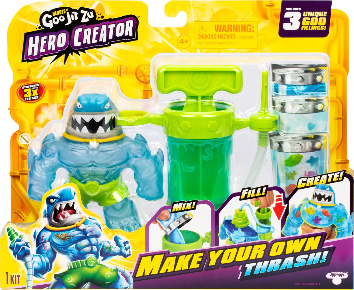 Goo jit zu heroes of hero creator thrash – diy - stretch figuur met creator chamber
