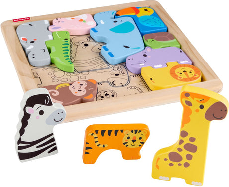 Mattel houten dierenpuzzel van fisher-price - educatief speelgoed.