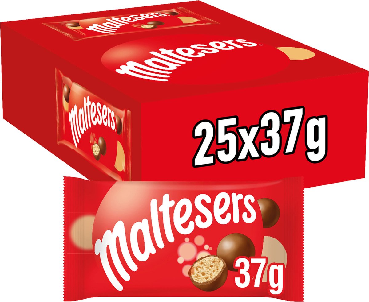 Maltesers singles - melk chocolade snoepjes - uitdeelzakjes 25x37g