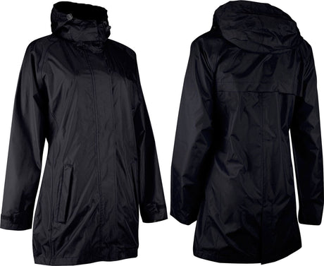 Ralka waterdichte regenjas lang model - dames zwart aqua - maat 42
