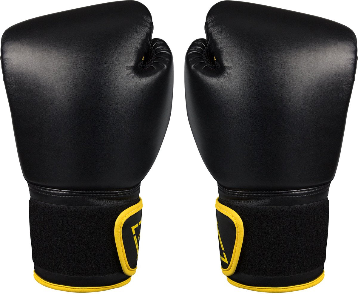 Avento bokshandschoenen pu - 6 oz - zwart geel