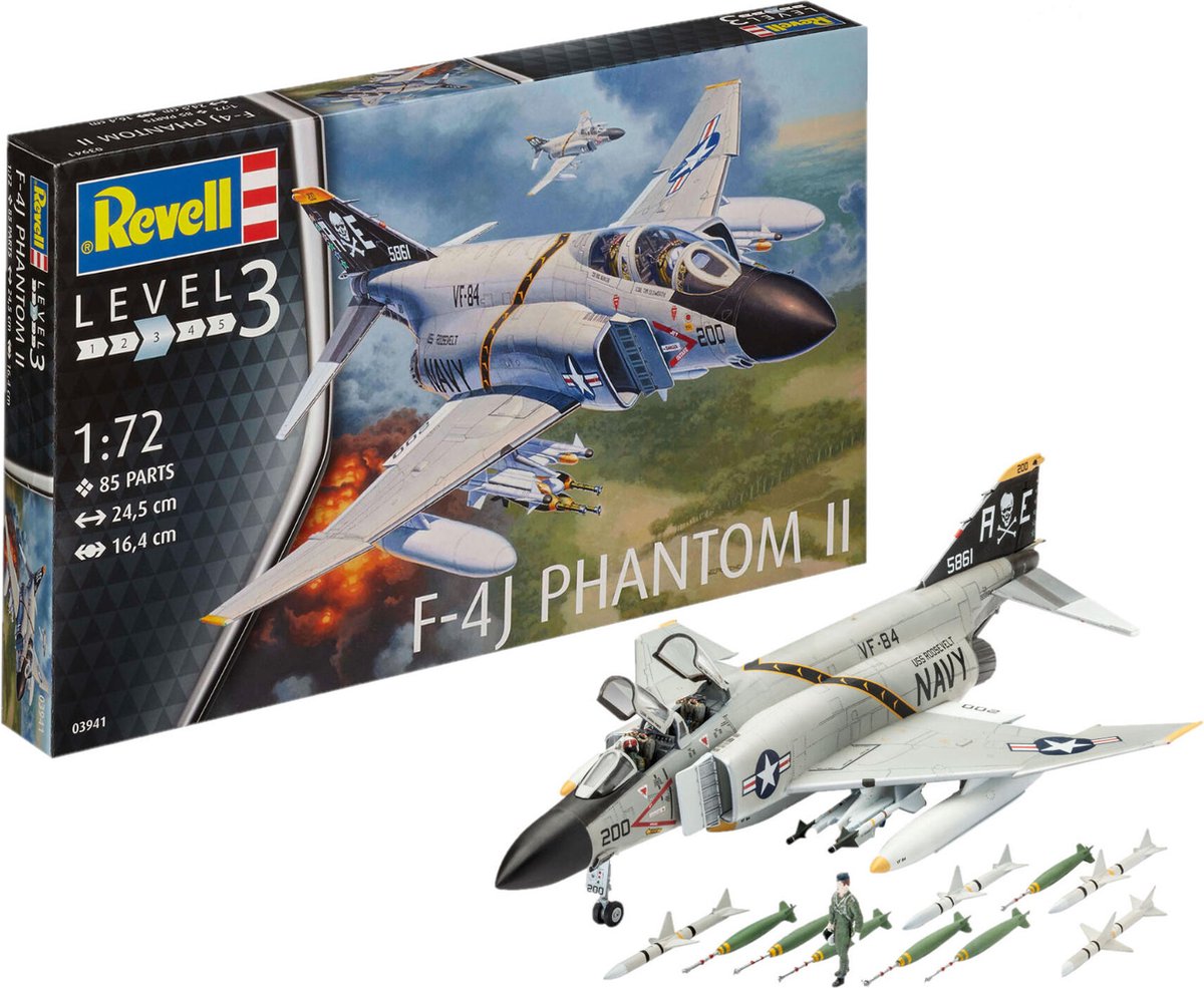 Revell modelbouwpakket vliegtuigen - 03941 f-4j phantom ii plastic - 1:72 - modelbouw