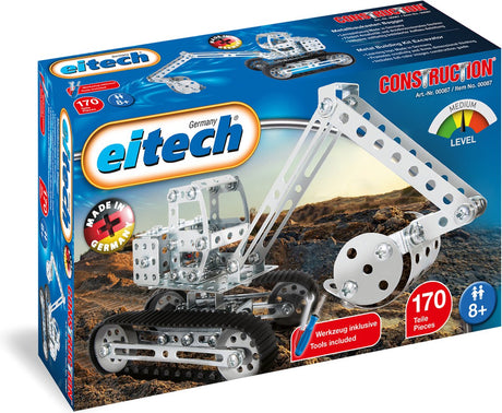 Eitech ® bouwdoos – graafmachine met rupsbanden – 170-delig – metalen bouwpakket met gereedschap – constructiespeelgoed – vanaf 8 jaar